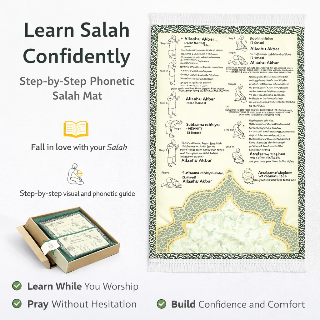 Step-by-Step Phonetic Salah Padded Prayer Mat