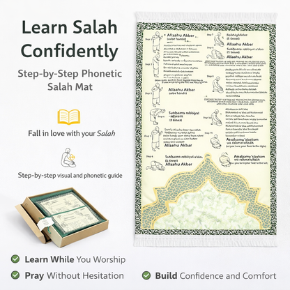 Step-by-Step Phonetic Salah Padded Prayer Mat