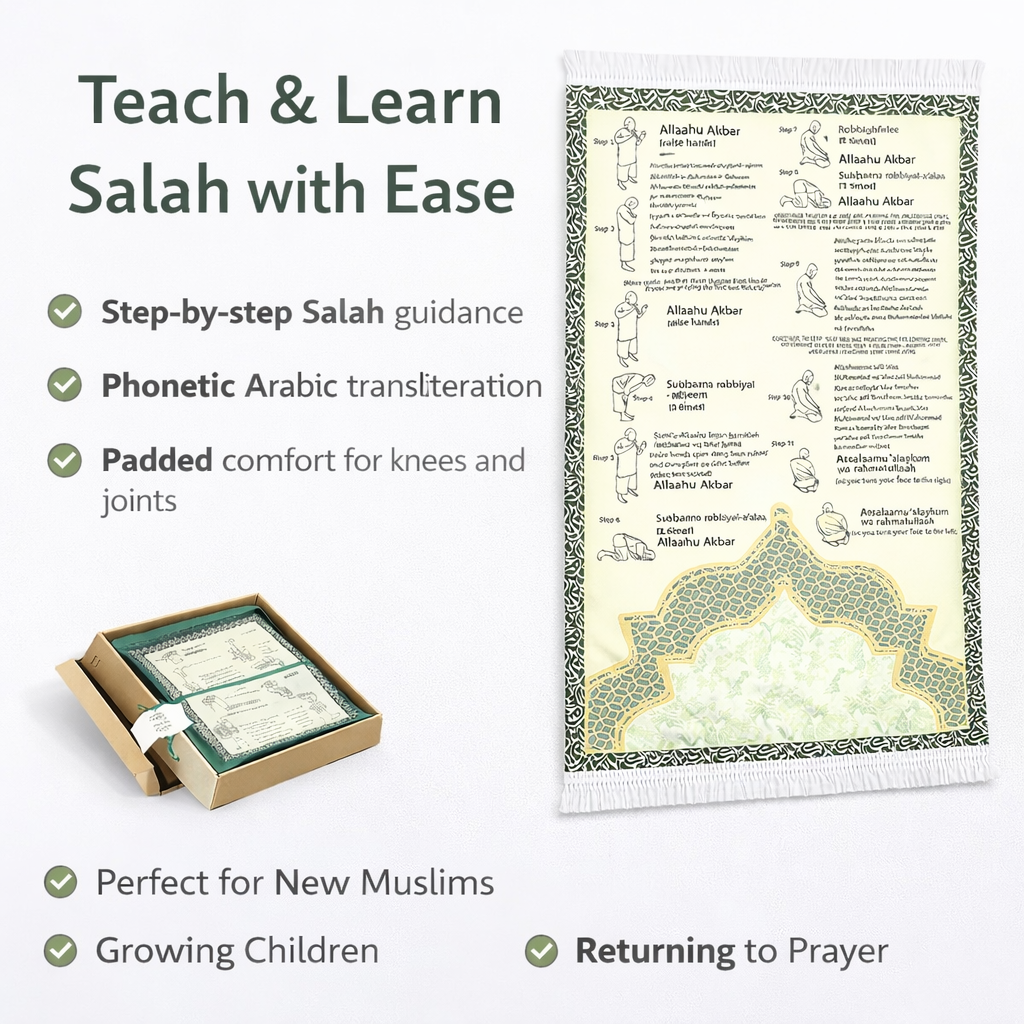 Step-by-Step Phonetic Salah Padded Prayer Mat