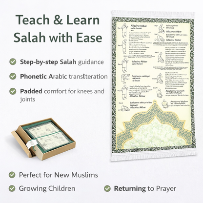 Step-by-Step Phonetic Salah Padded Prayer Mat